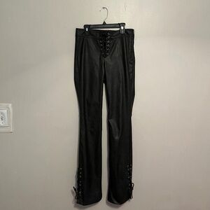 Zara Flared Leather Pants (Lace Up)
